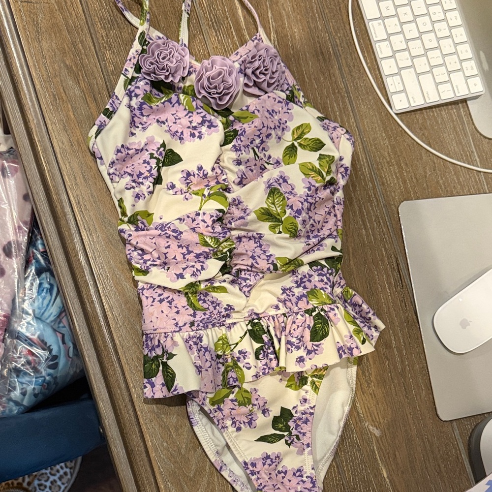 Janie and Jack Purple Floral Swimsuit